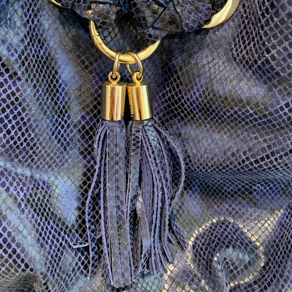 Michael Kors Python-Embossed Leather Tassel Hobo - Picture 7 of 13